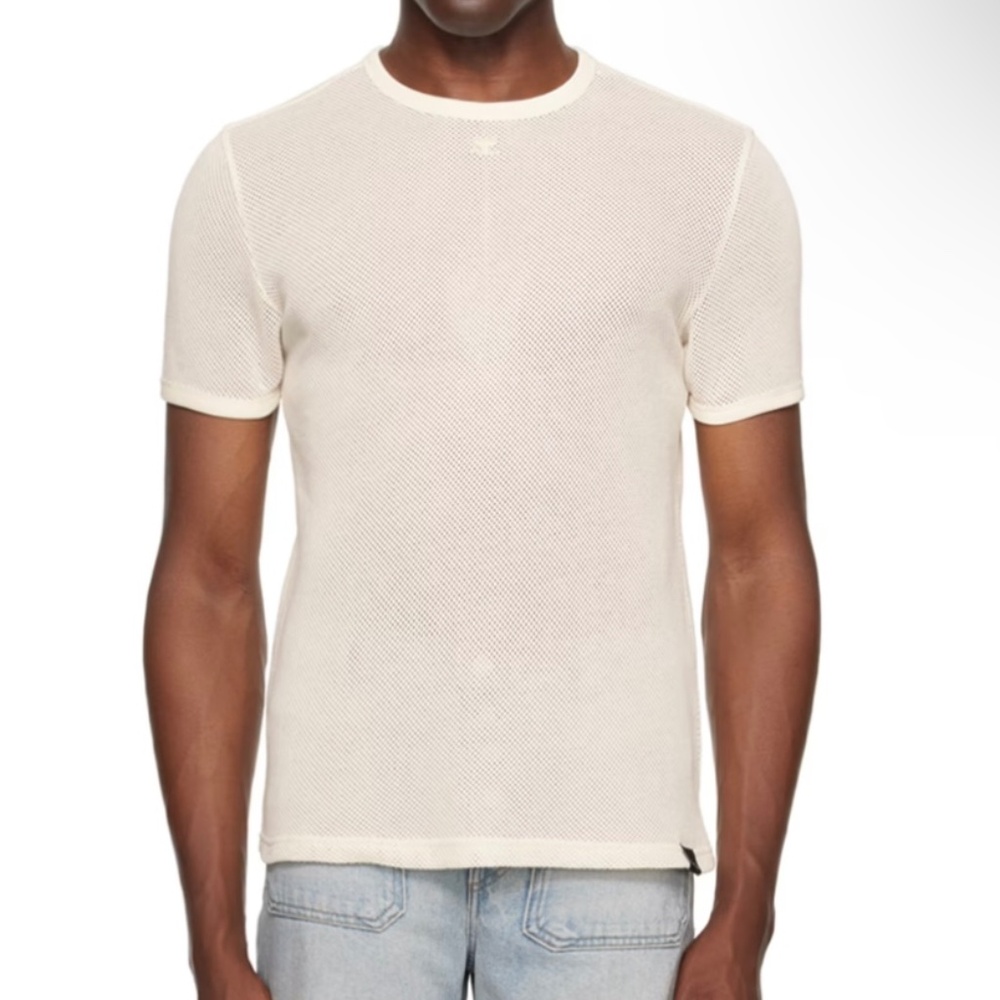 ★NWT Courrèges logo-embroidered perforated cotton T-shirt Size S★